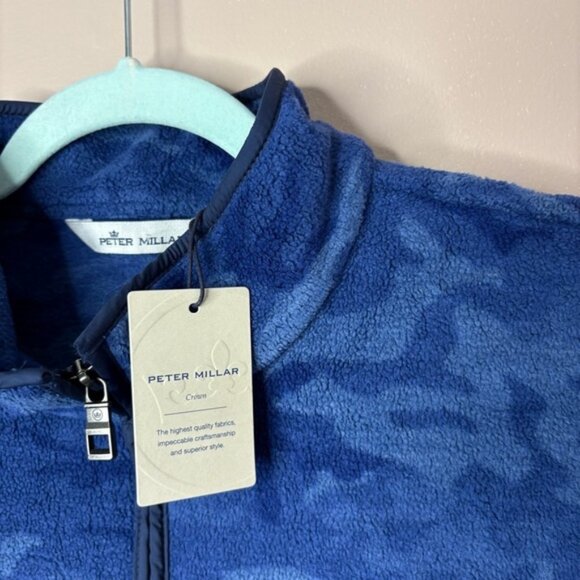 Peter Millar Crown Micro Shearling Fleece Vest Atlantic Blue camo print L NWT - Picture 4 of 7